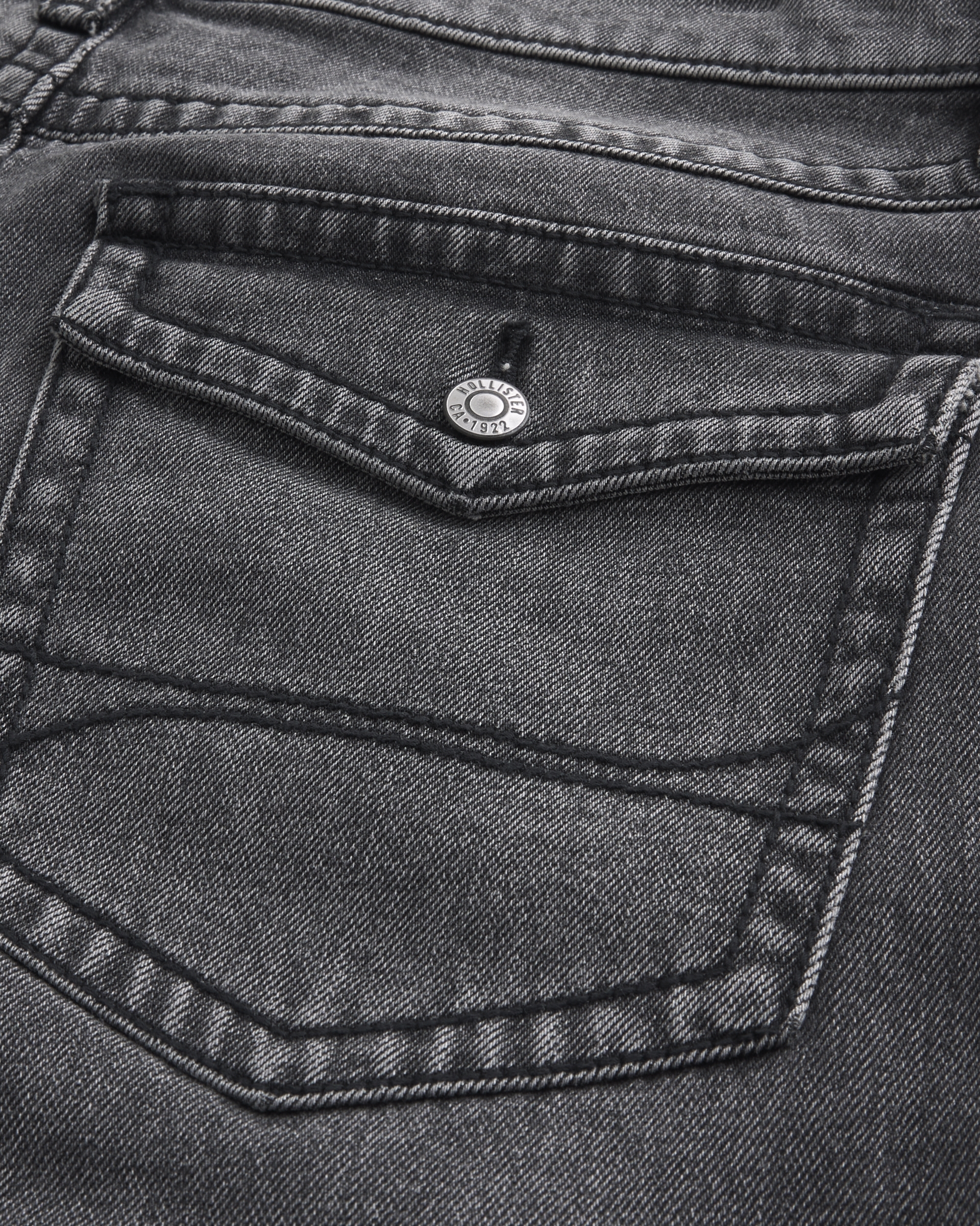 Washed Black Flap Pocket Baggy Bootcut Jeans