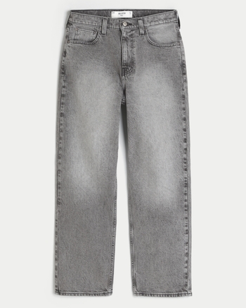 Men's Washed Grey Baggy Jeans | Men's Bottoms | HollisterCo.com