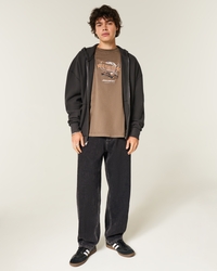 Washed Black Seamed Skater Baggy Jeans