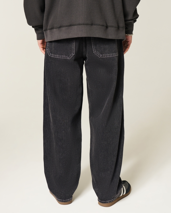 Washed Black Seamed Skater Baggy Jeans