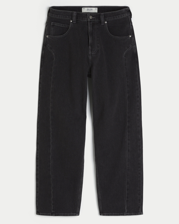 Washed Black Seamed Skater Baggy Jeans