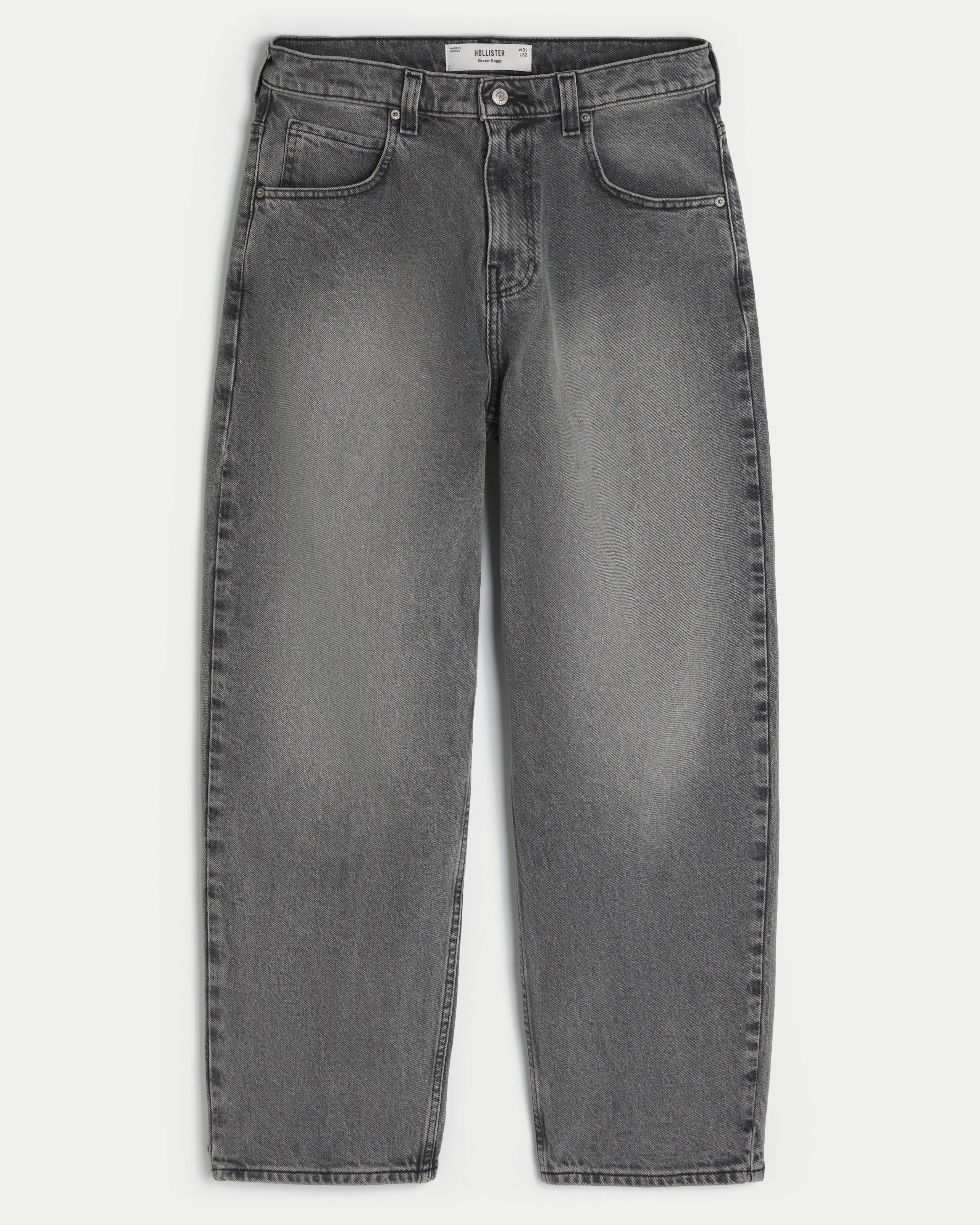 Washed Gray Skater Baggy Jeans