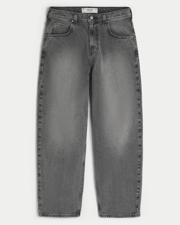 Washed Gray Skater Baggy Jeans, Washed Dark Gray view 1