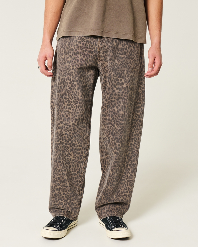 Leopard Print Baggy Skater Jeans