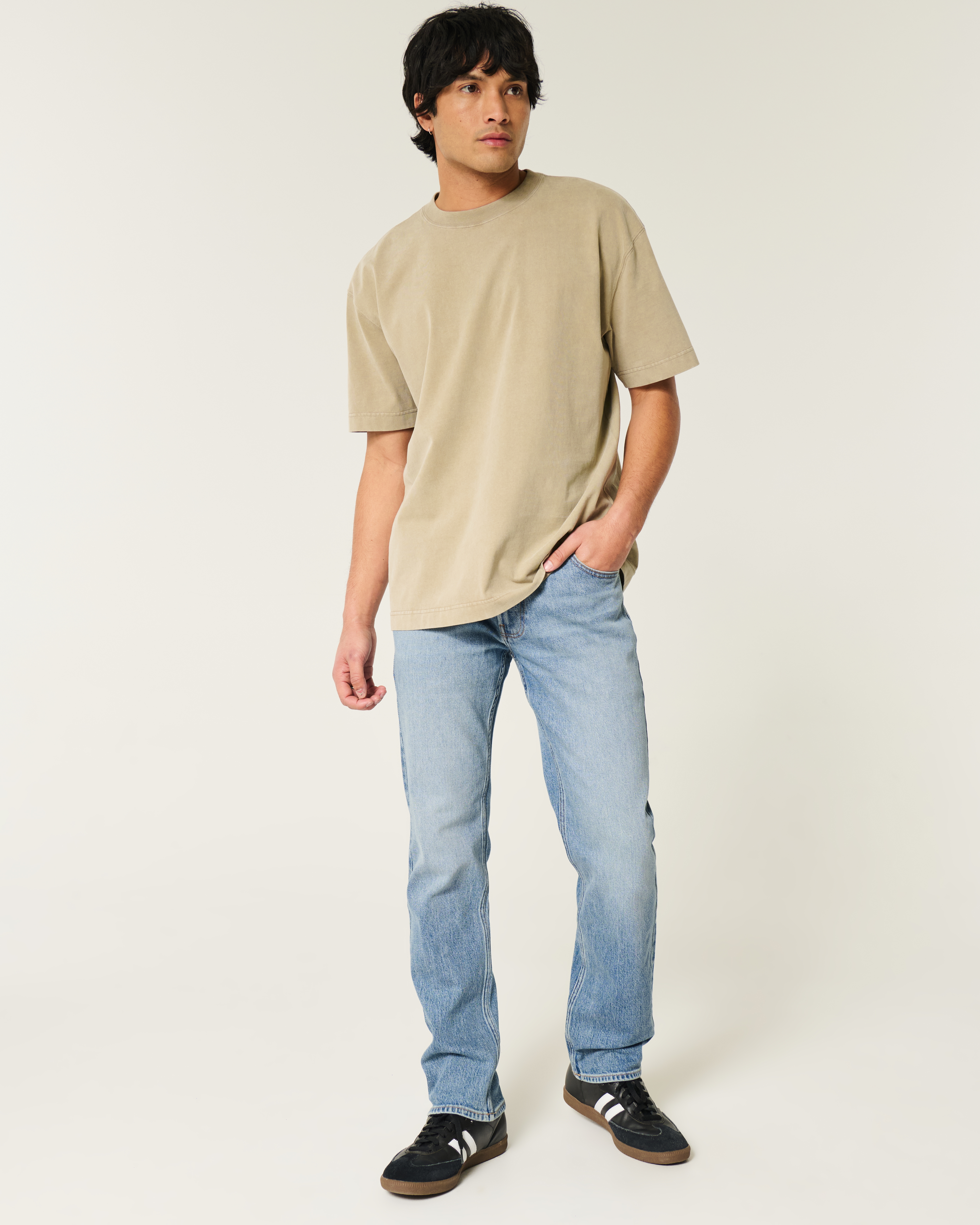 Light Wash Slim Straight Jeans