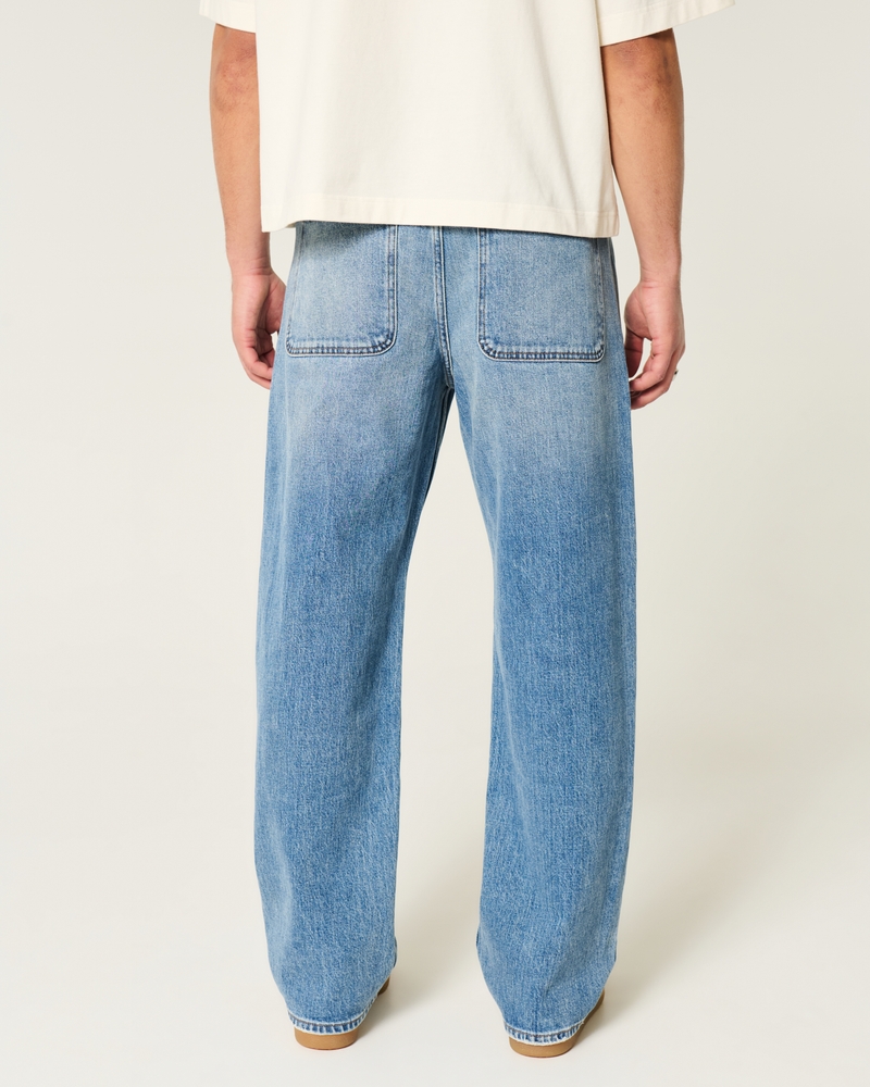 Distressed Medium Wash Baggy Jeans