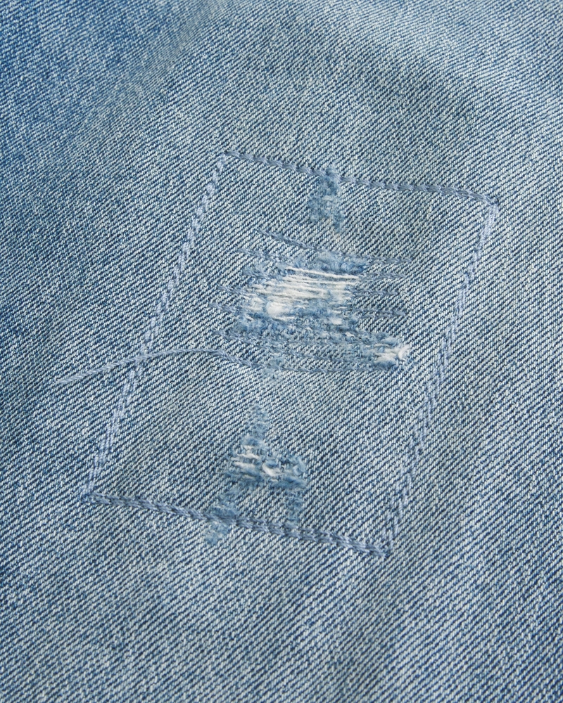 Distressed Medium Wash Baggy Jeans