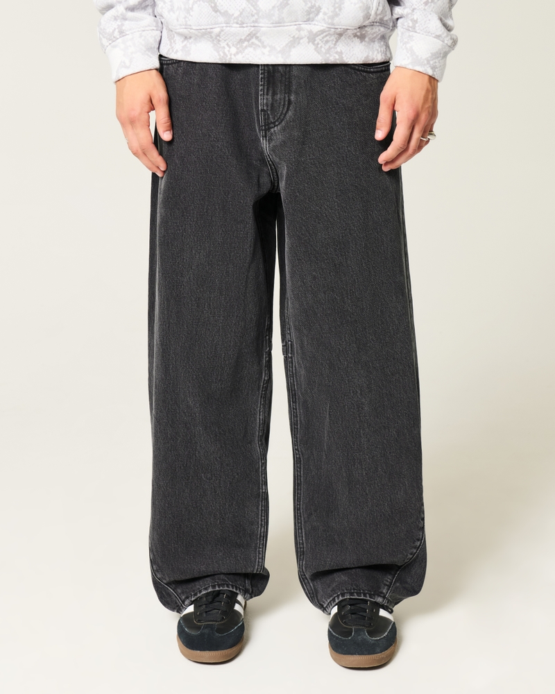 Washed Black Barrel Jeans