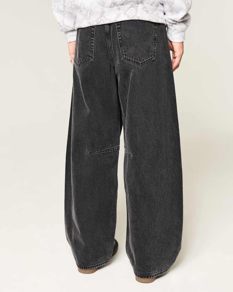 Washed Black Barrel Jeans