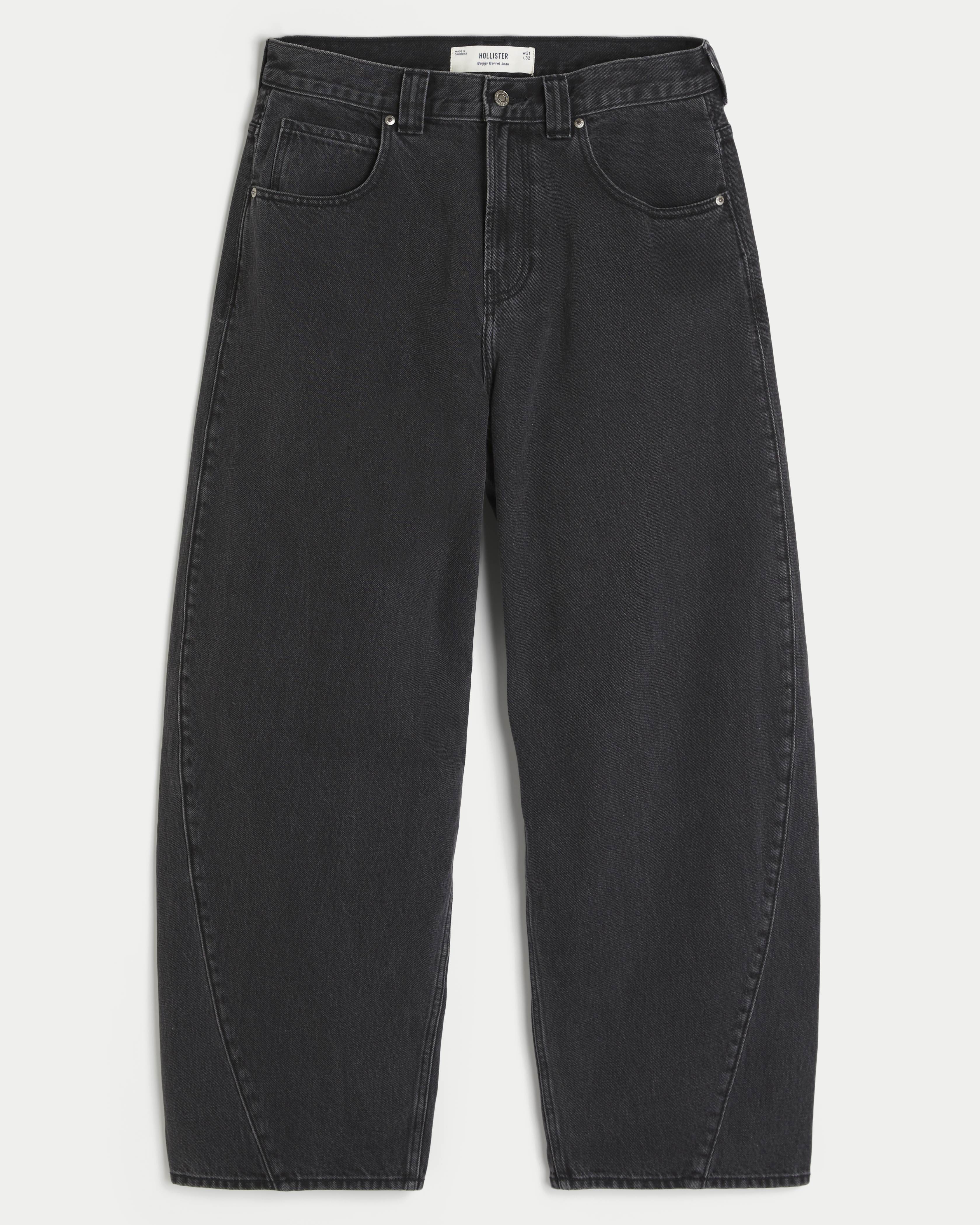 Washed Black Barrel Jeans