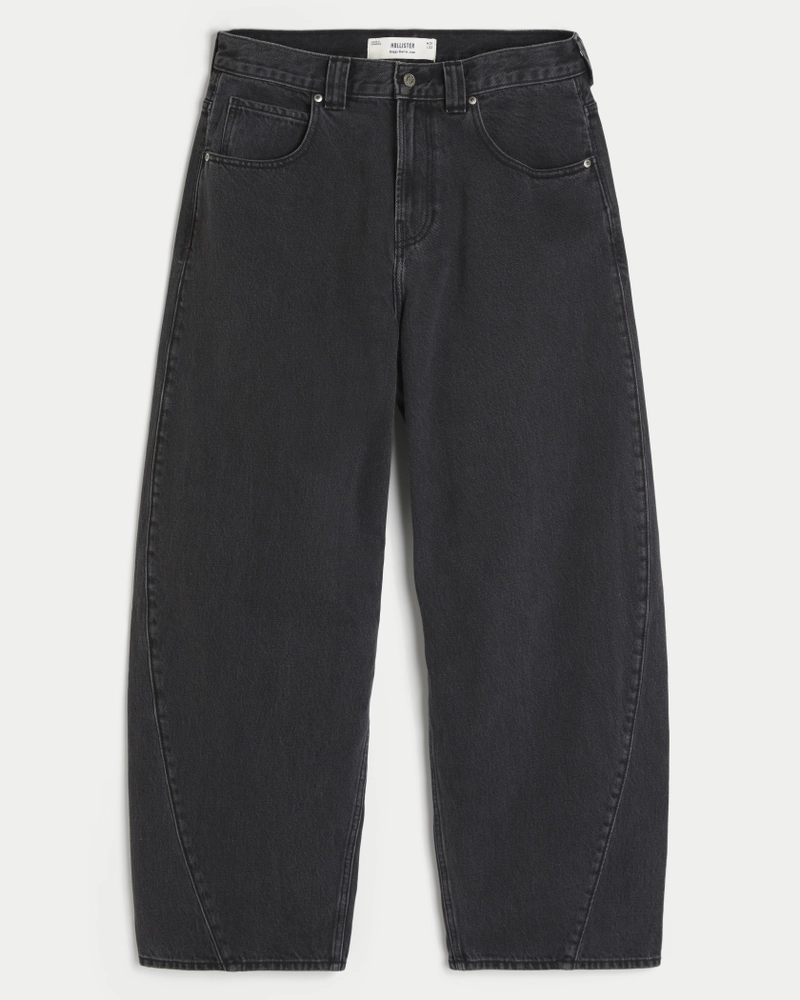 Washed Black Barrel Jeans