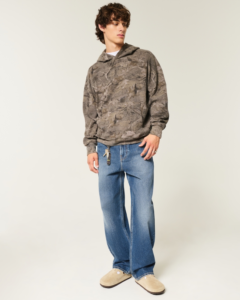 Embroidered Dark Wash Baggy Jeans