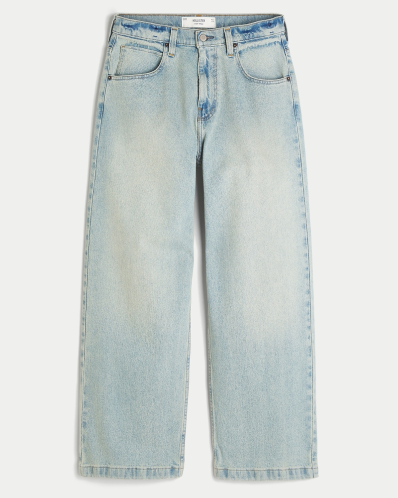 Light Wash Seamed Super Baggy Jeans