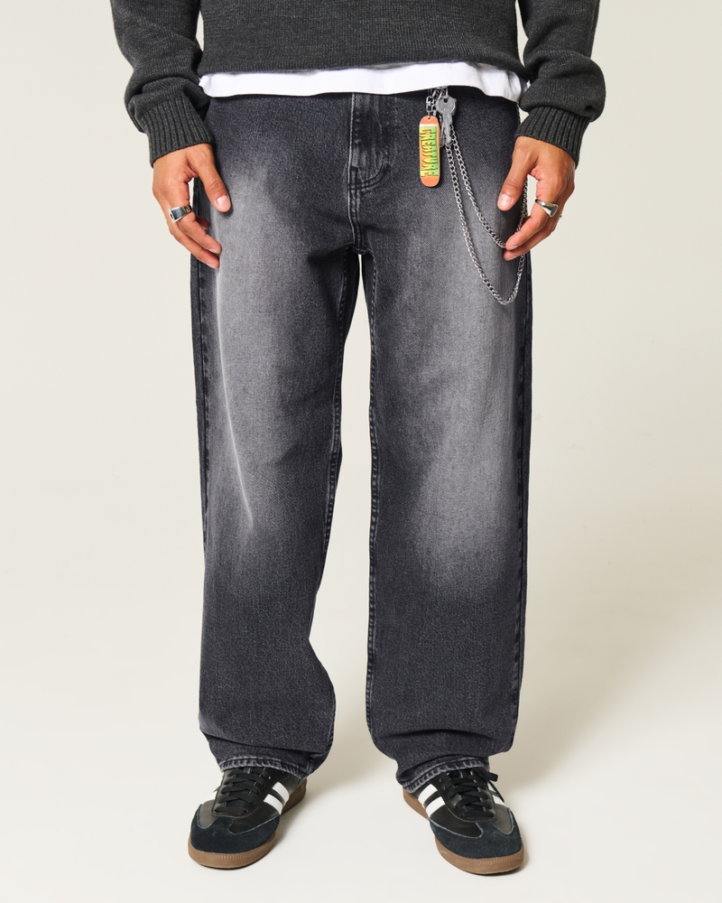 Washed Black Skater Baggy Jeans