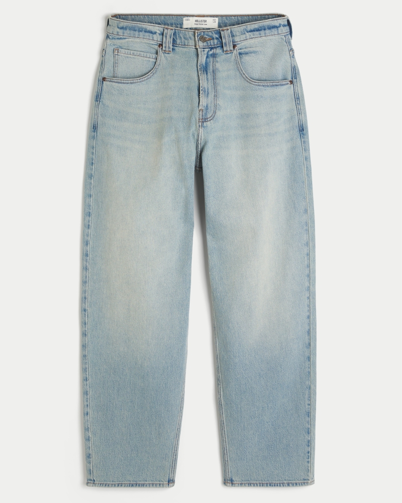 Light Wash Embroidered Skater Baggy Jeans