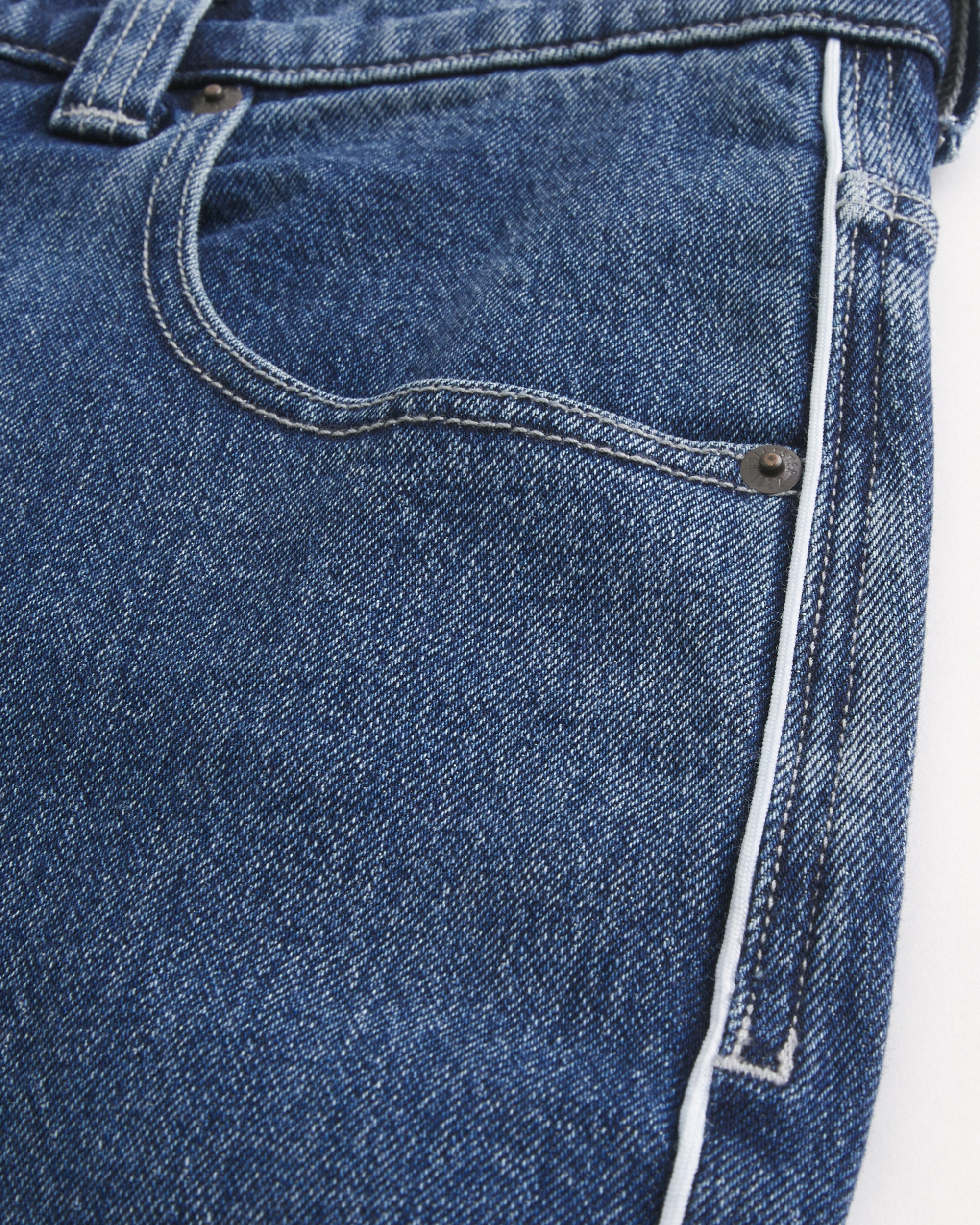 Medium Wash Striped Skater Baggy Jeans