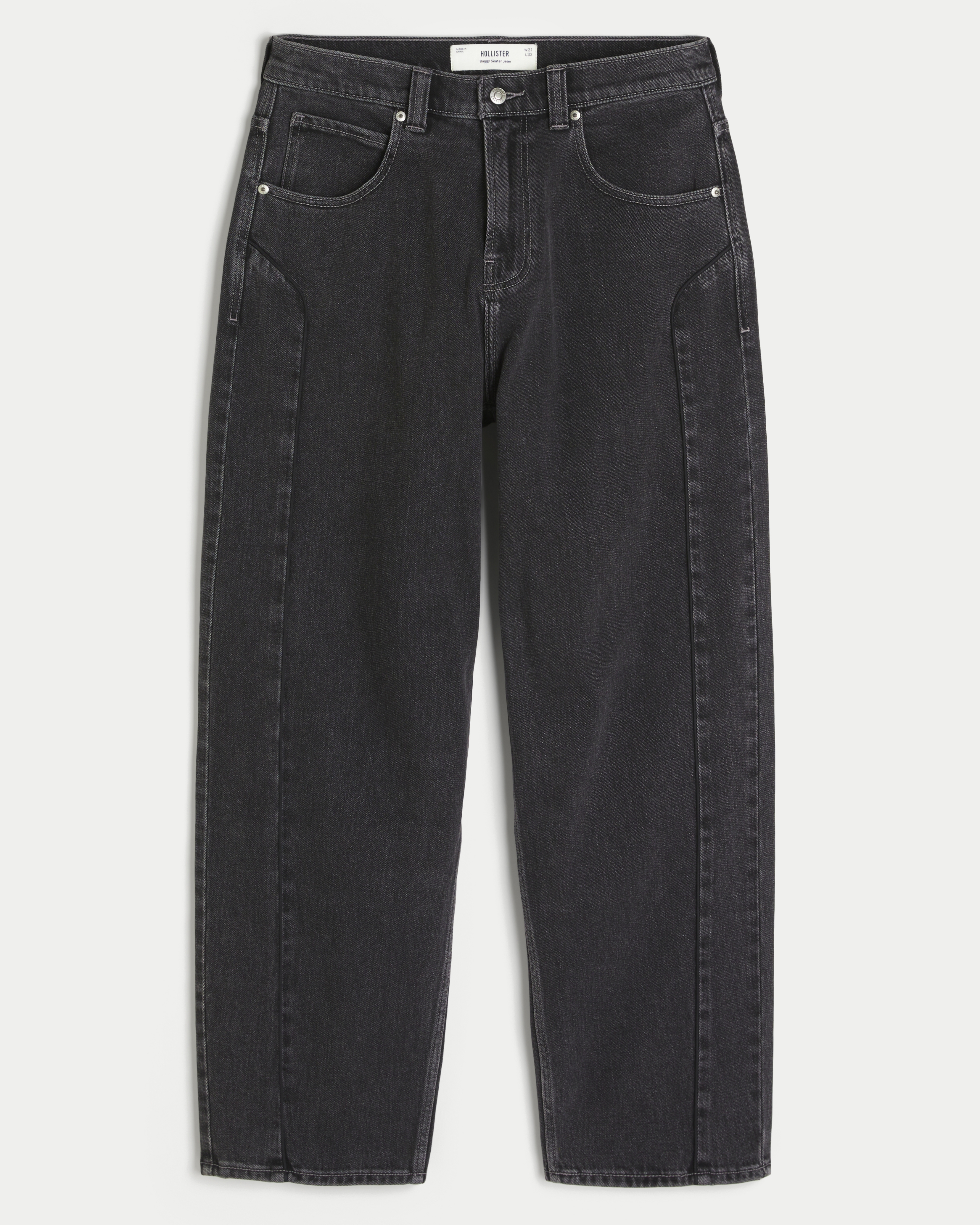 Men's Washed Black Skater Baggy Jeans | Men's Clearance
