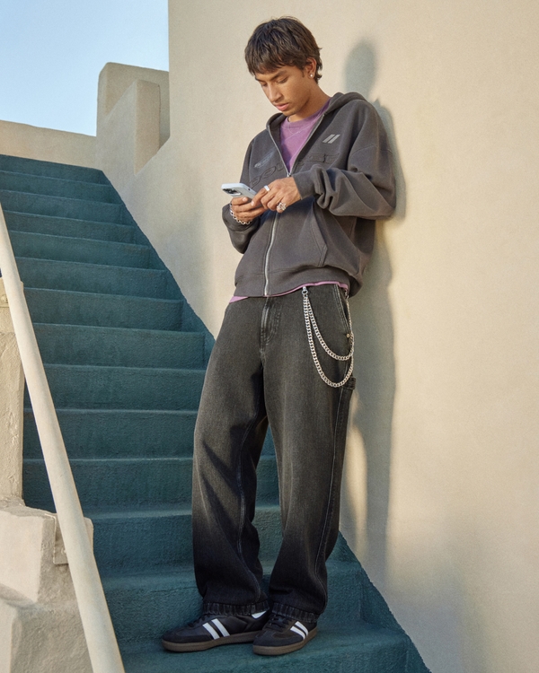 Black baggy Painter Jeans, Black view 2