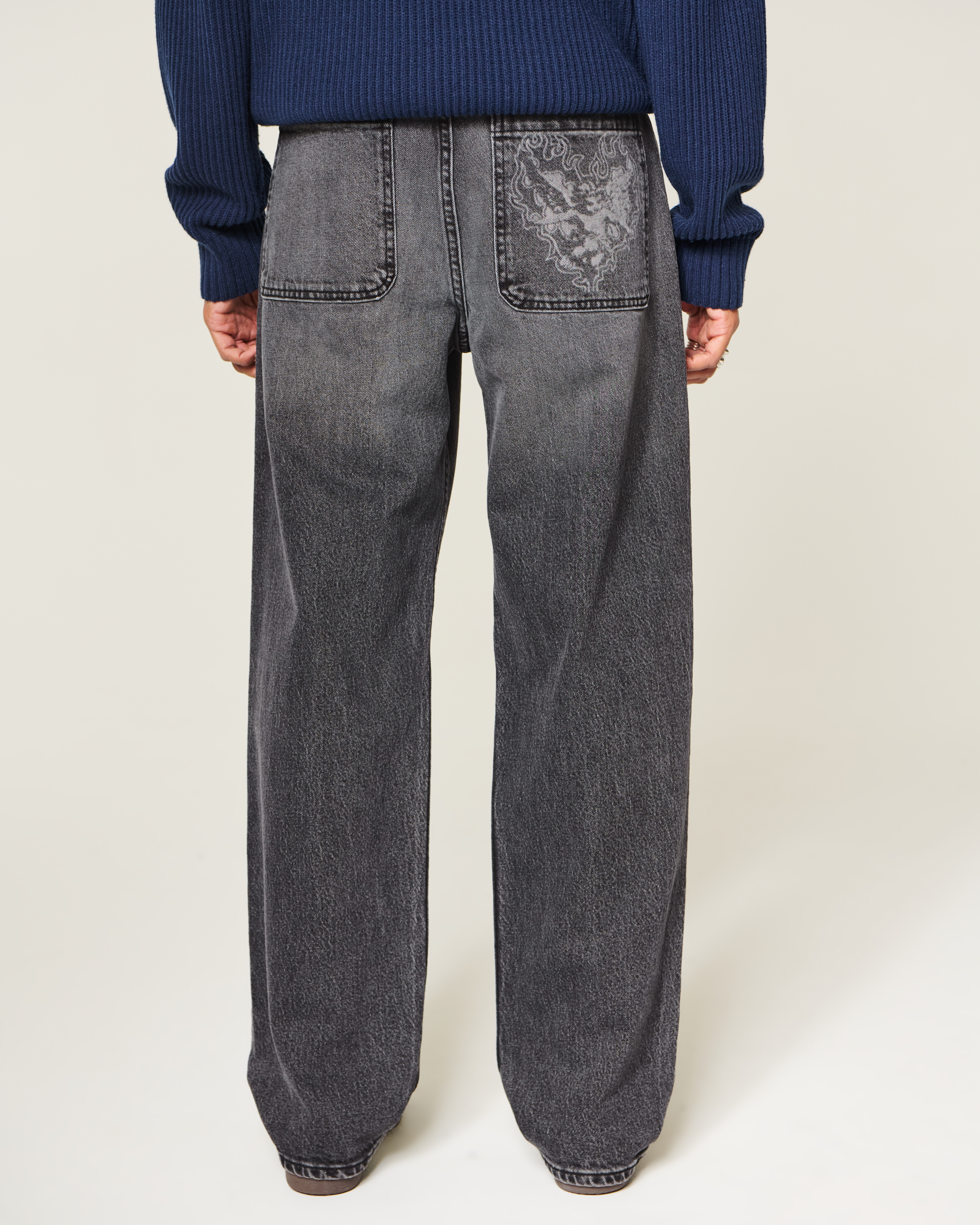 Hollister Grey Heart Graphic Baggy Jeans | Liberty Center