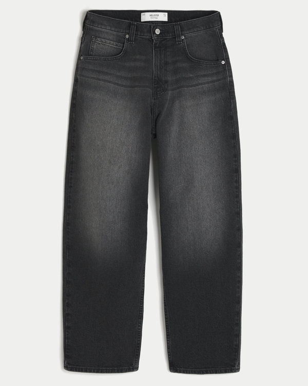 Off-Duty Polish — Washed Black Graphic Skater Baggy Jeans