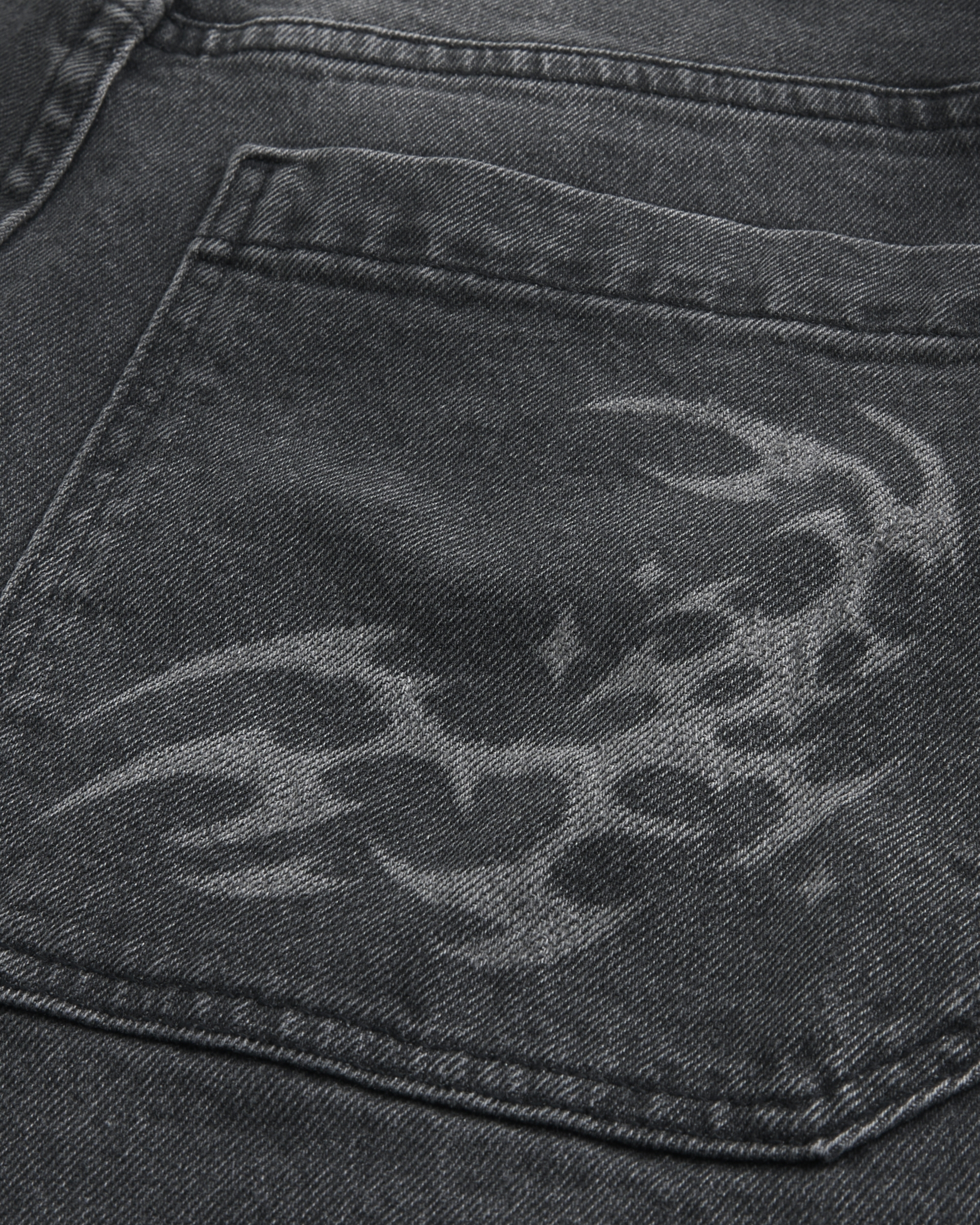 Washed Black Graphic Skater Baggy Jeans