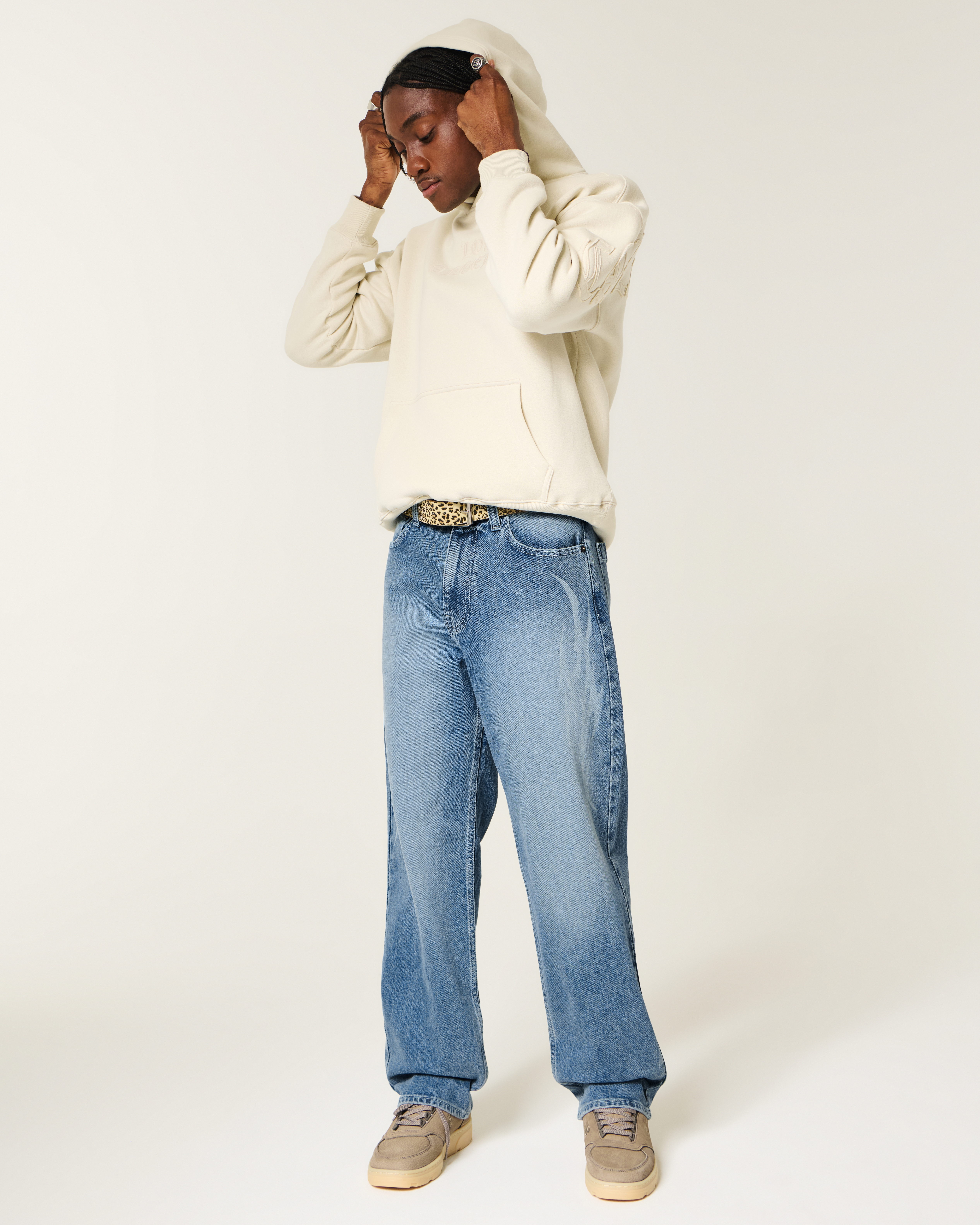 Dark Wash Graphic Baggy Jeans