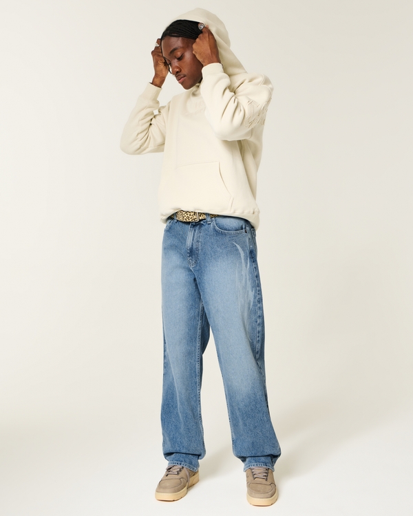 Dark Wash Graphic Baggy Jeans, Medium view 2