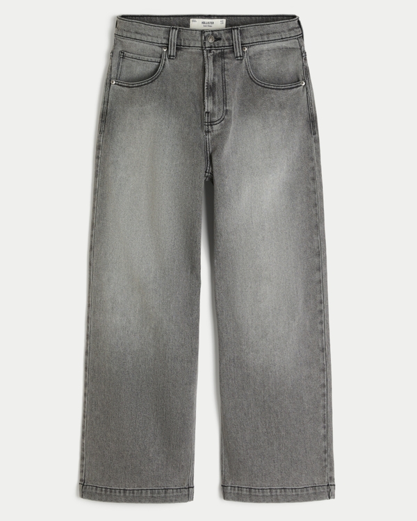 Men's Washed Grey Los Angeles Graphic Super Baggy Jeans | Men's