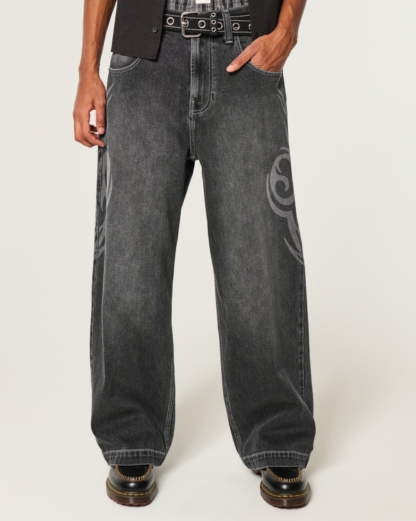 Washed Black Graphic Super Baggy Jeans, Washed Black view 2