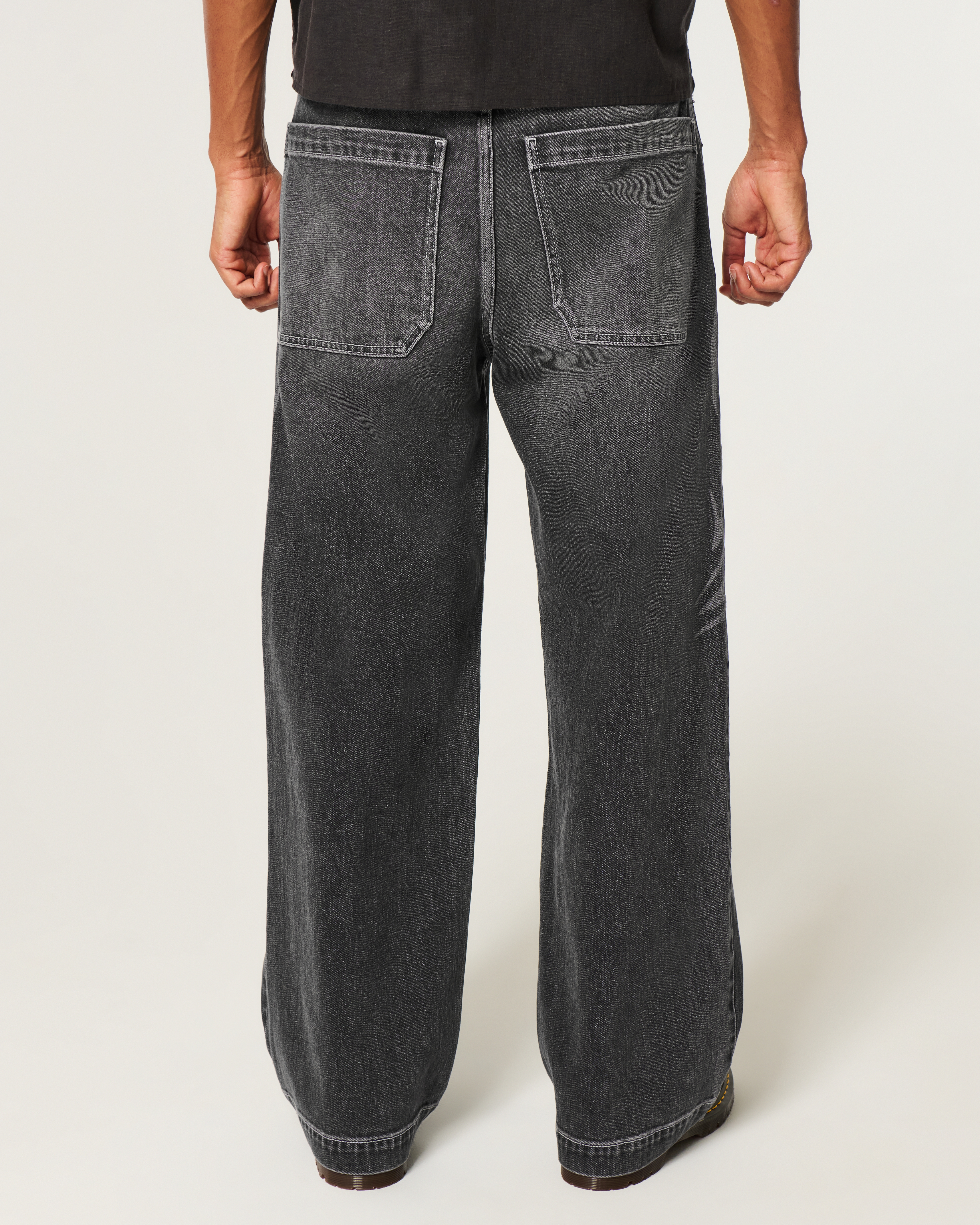 Washed Black Graphic Super Baggy Jeans