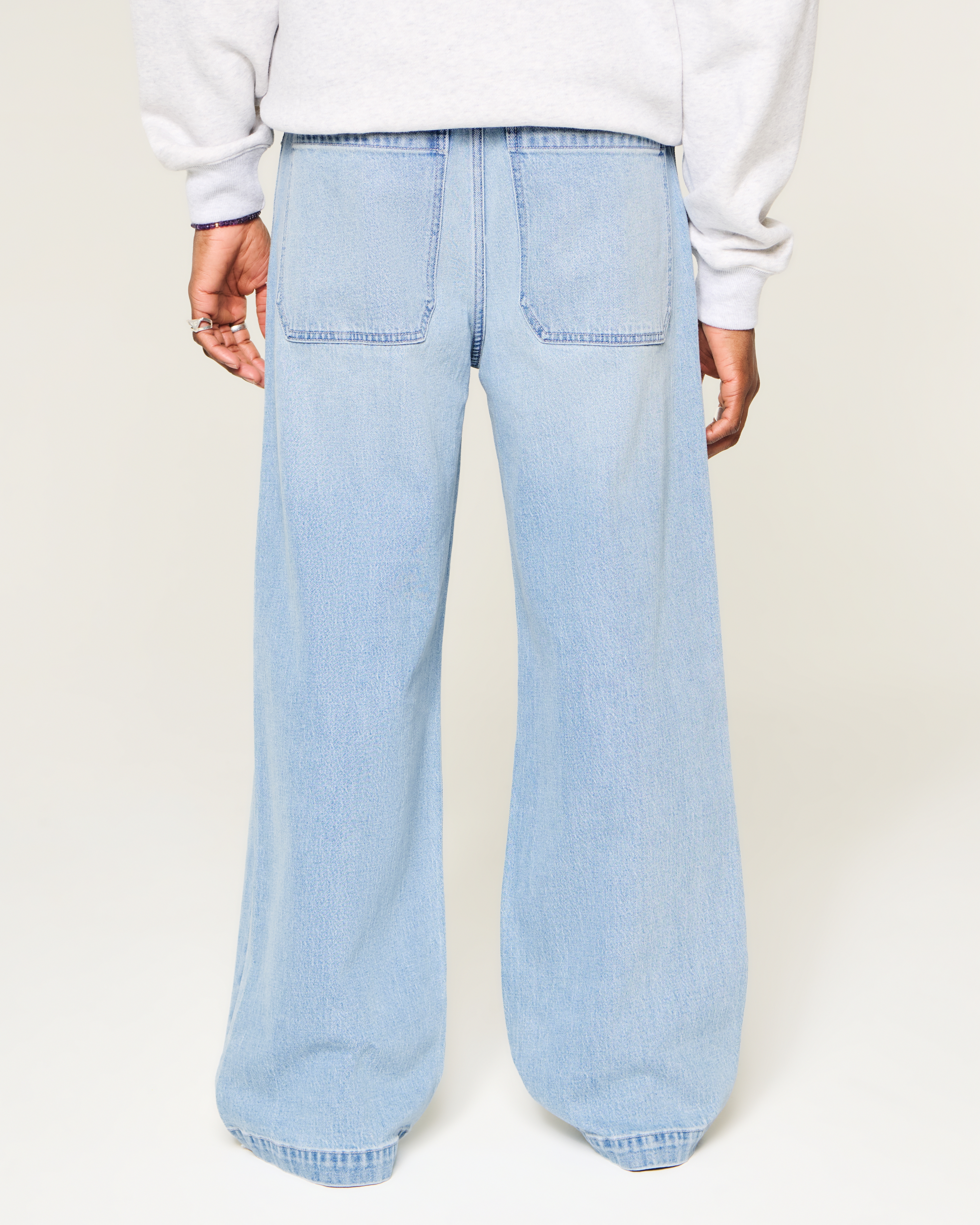 Light Wash Spider Embroidery Super Baggy Jeans
