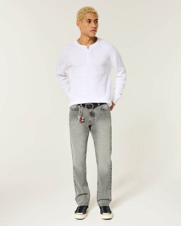 Washed Grey Slim Straight Jeans, Washed Dark Gray view 1