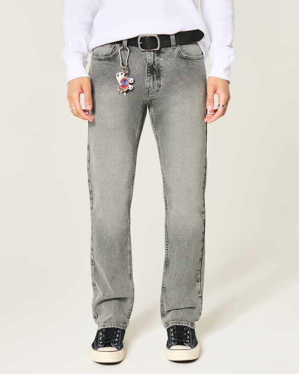 Washed Grey Slim Straight Jeans, Washed Dark Gray view 2