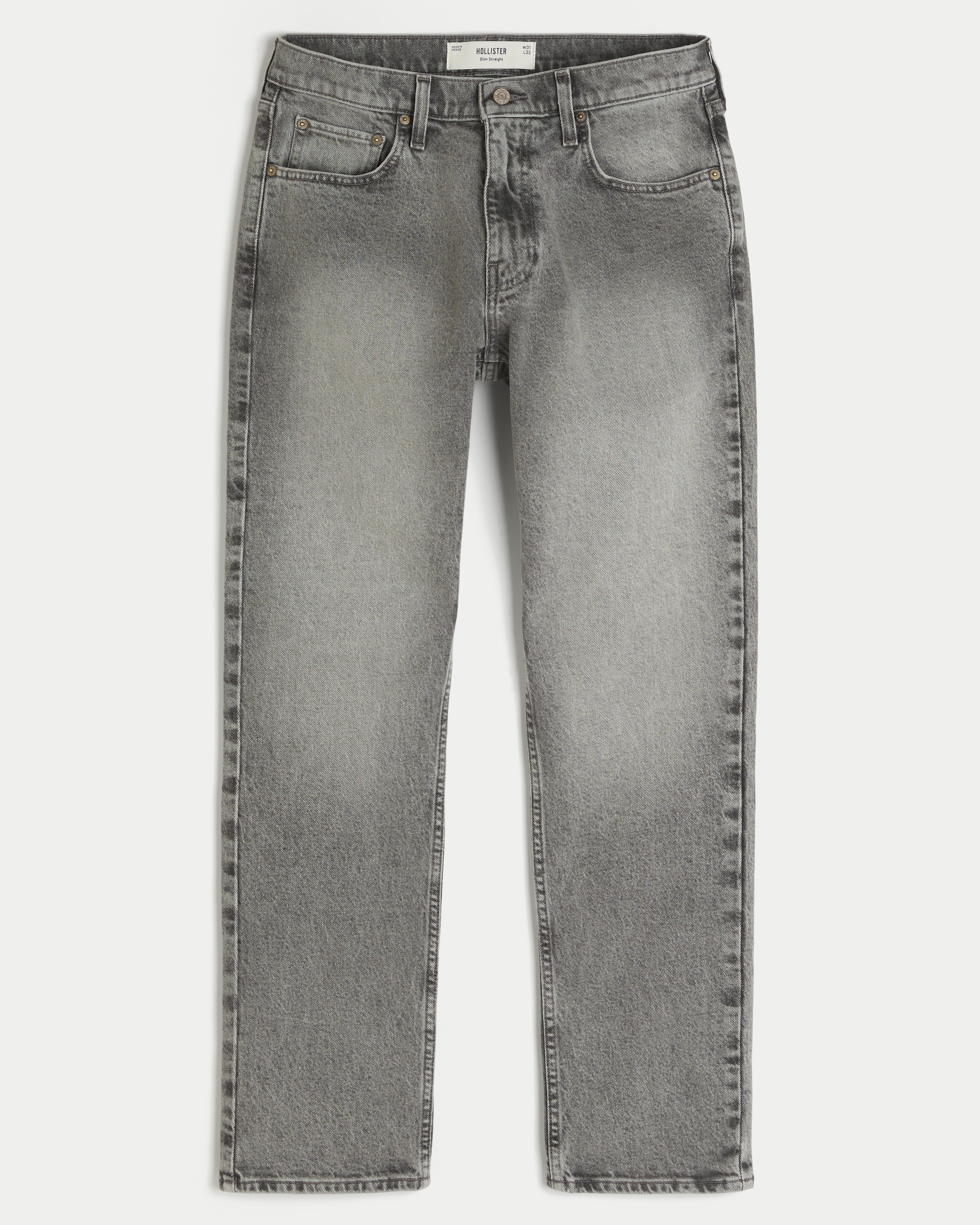 Washed Grey Slim Straight Jeans