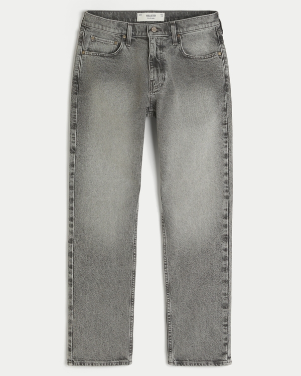 Washed Grey Slim Straight Jeans, Washed Dark Gray view 1