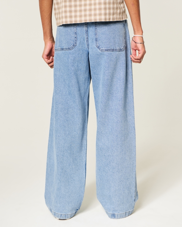Men's Medium Wash Super Baggy Jeans | Men's Bottoms | HollisterCo.com