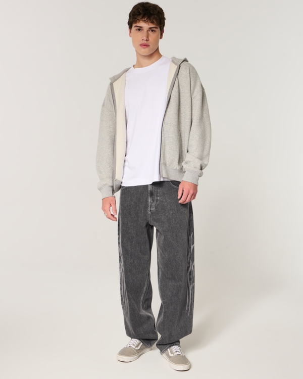 Graphic Skater Baggy Jeans, Washed Dark Gray view 1