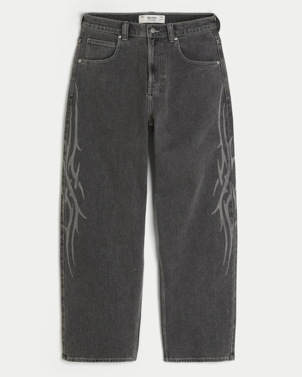 Graphic Skater Baggy Jeans, Washed Dark Gray view 1