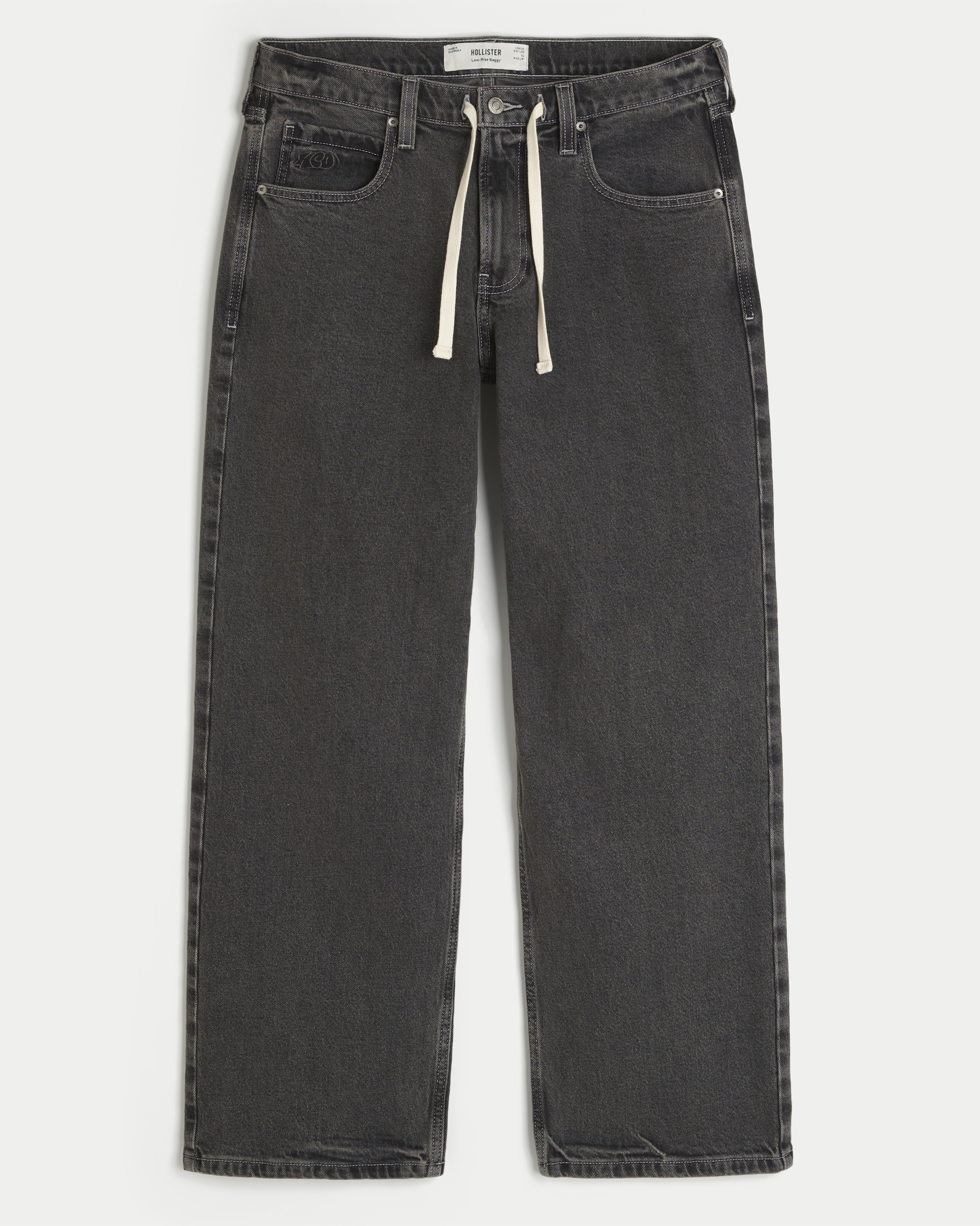 Low-Rise Drawstring Waist Baggy Jeans