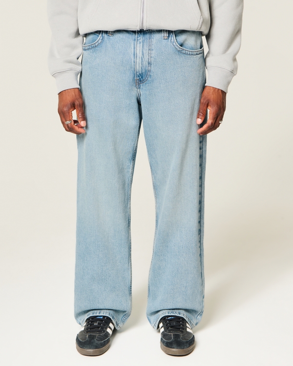 Low-Rise Embroidered Baggy Jeans, Light view 2
