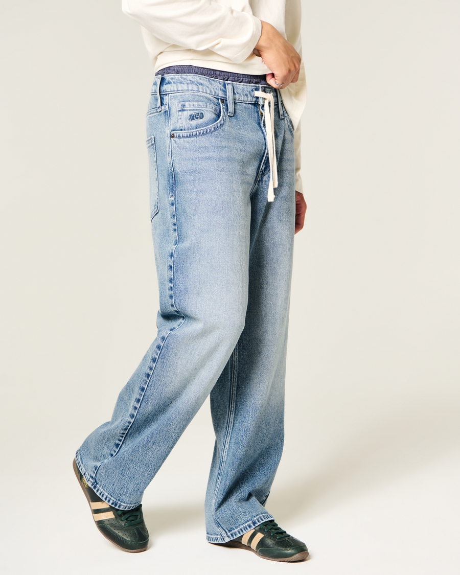 Low-Rise Drawstring Waist Baggy Jeans