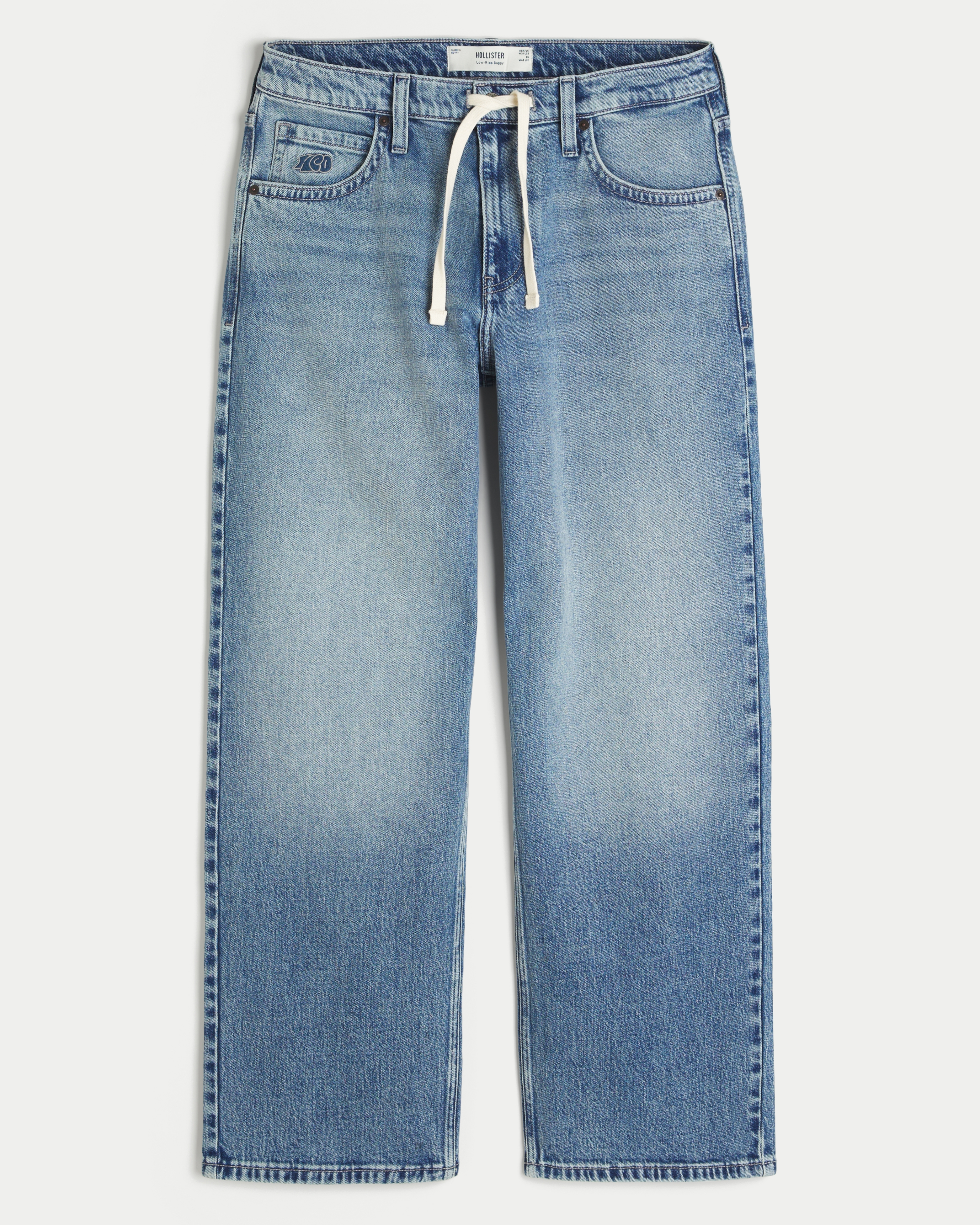 Low-Rise Drawstring Waist Baggy Jeans