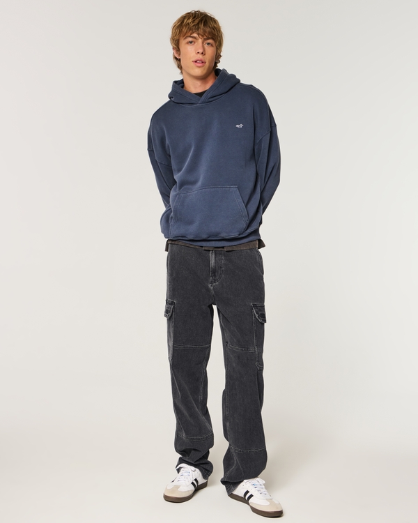 Baggy Cargo Jeans, Washed Black view 1
