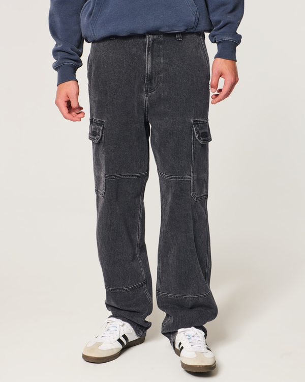 Baggy Cargo Jeans, Washed Black view 2