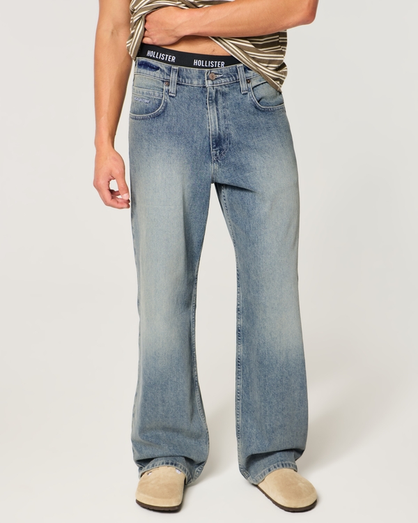 Low-Rise Medium Wash Baggy Jeans, Medium view 2