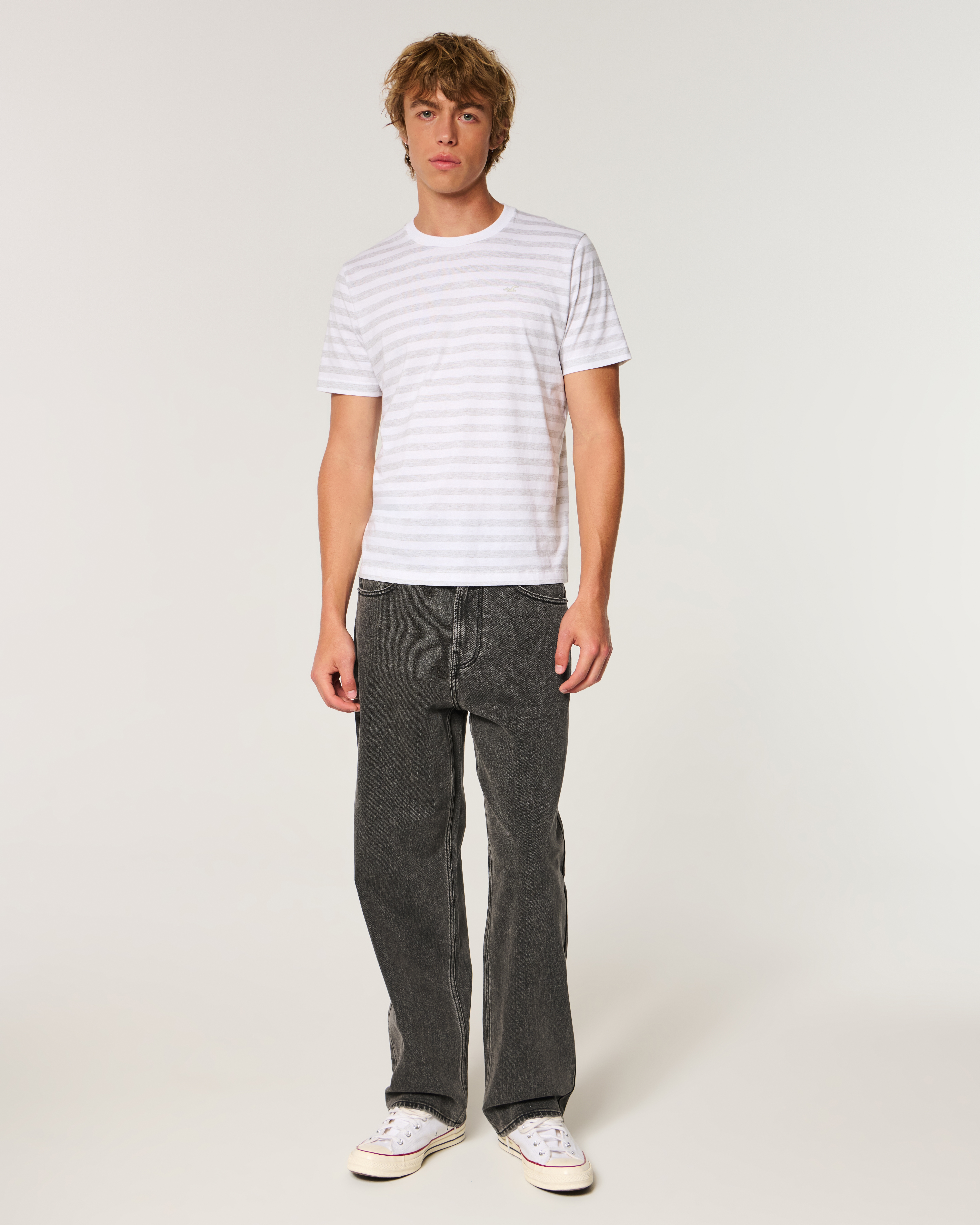 Logo Embroidery Baggy Jeans