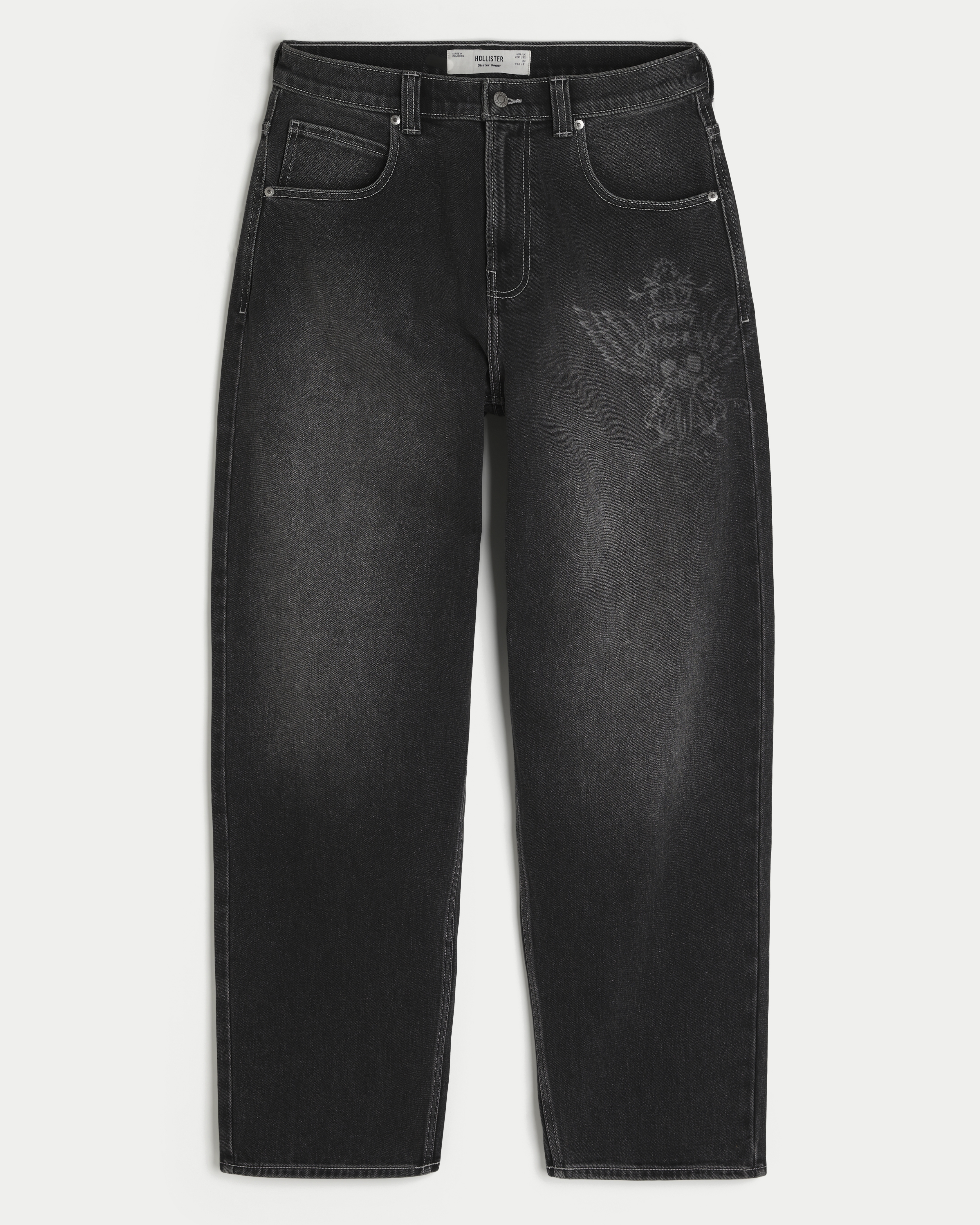 Skull Graphic Skater Baggy Jeans