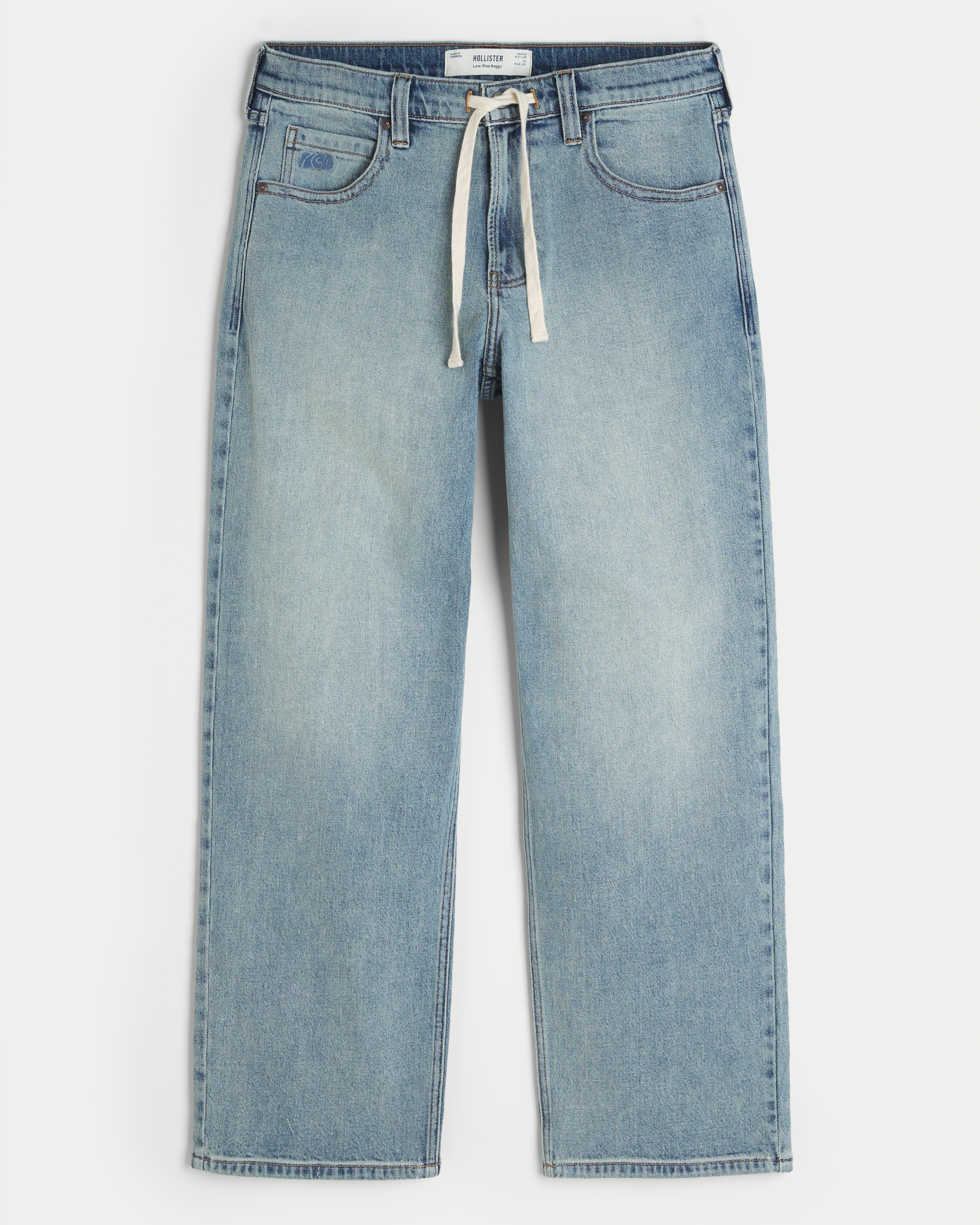 Low-Rise Drawstring Waist Baggy Jeans