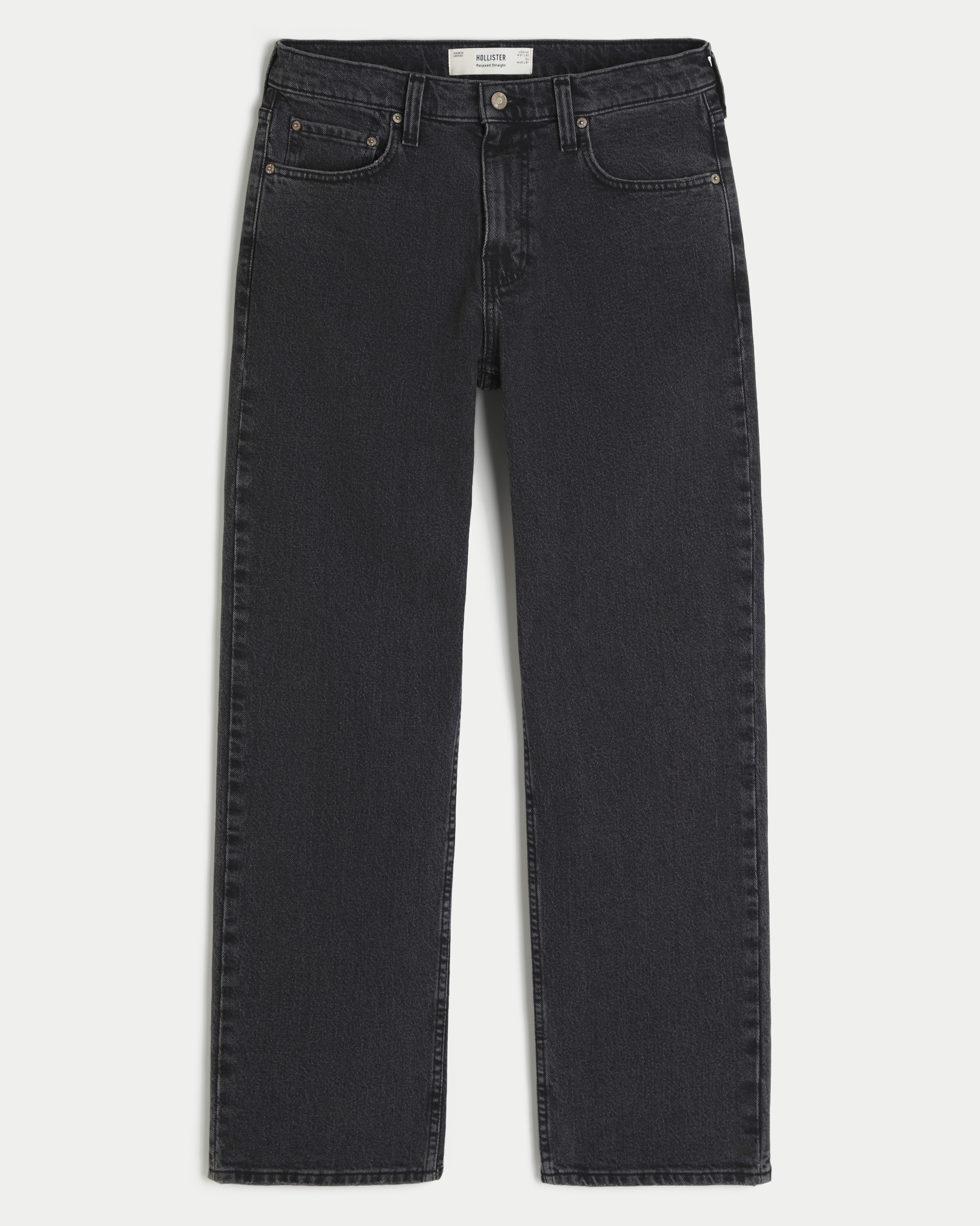Washed Black Relaxed Straight Jeans