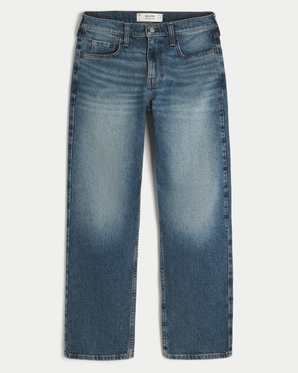 Medium Wash Relaxed Straight Jeans, Medium view 1